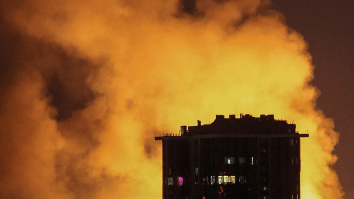 An explosion of a drone lights up the sky over the city during a Russian drone and missile strike, amid Russia's attack on Ukraine, in Kyiv, Ukraine 4 July | Reuters