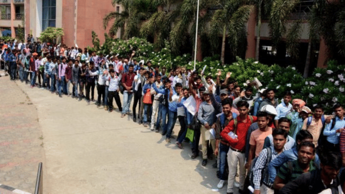 Representational image of unemployed youth at a government enrollment centre in Patna | ANI
