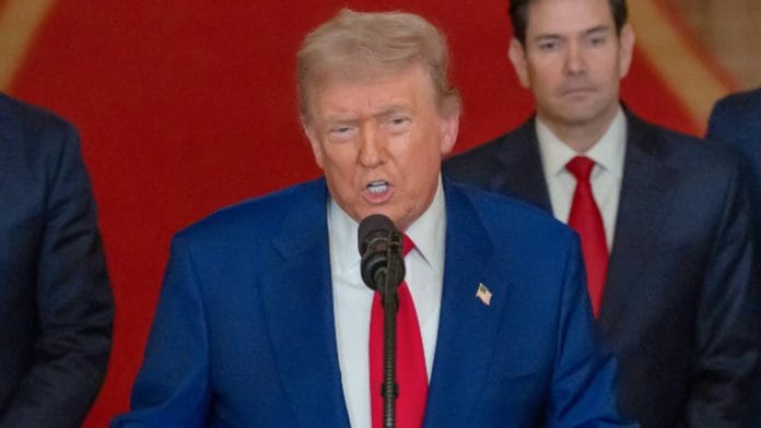 US President Donald Trump delivers an address at the White House | Photo: ANI