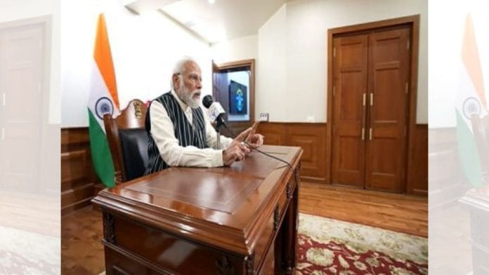 PM Modi recording his 'Mann ki Baat' | File Photo | ANI