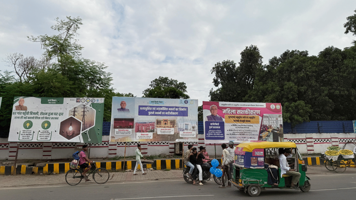 As the Bihar elections draw near, posters showing CM Nitish Kumar and his government's various schemes are now all over in Patna | Jyoti Yadav | ThePrint
