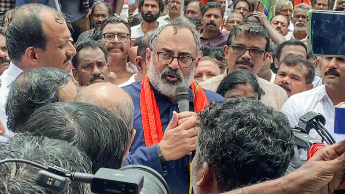 Rajeev Chandrasekhar (centre) takes over as president of BJP's Kerala unit in March | ANI
