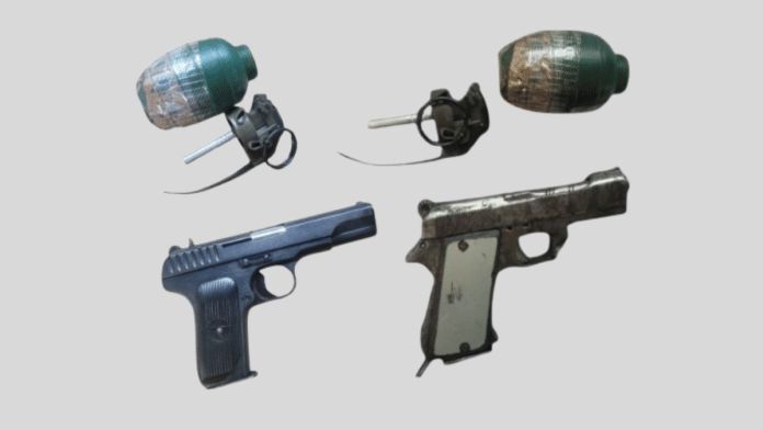 Hand grenades & pistols recovered from the three men arrested in connection with the grenade attacks in Punjab, Haryana | X/@DGPPunjabPolice
