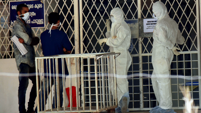 File photo of hospital staff outside an isolation ward of Kerala's Ernakulam Medical College in a previous outbreak of Nipah cases | ANI
