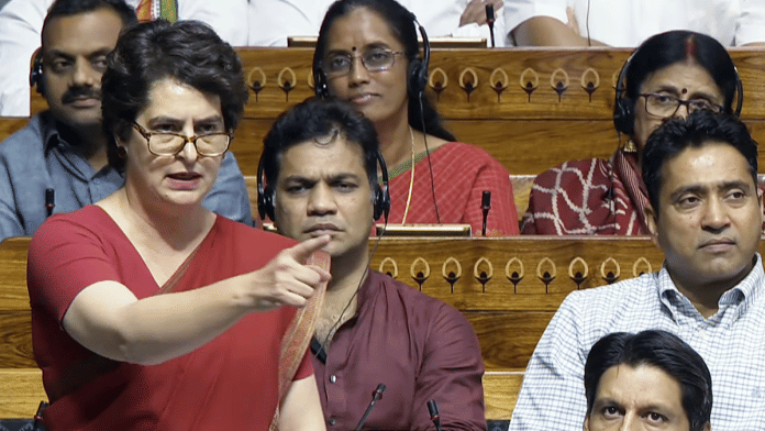 Priyanka Gandhi Vadra speaks in Lok Sabha during debate on Operation Sindoor | Sansad TV/ANI video grab