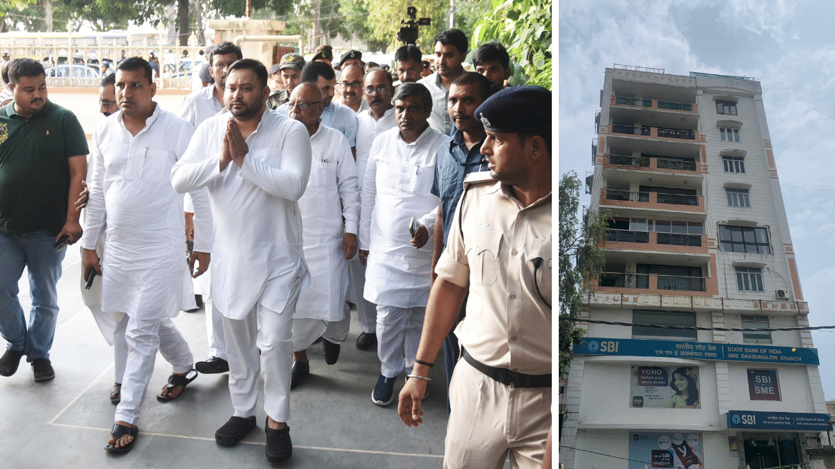 Tejashwi Yadav at residence of Gopal Khemka in Patna | ANI | By special arrangement 