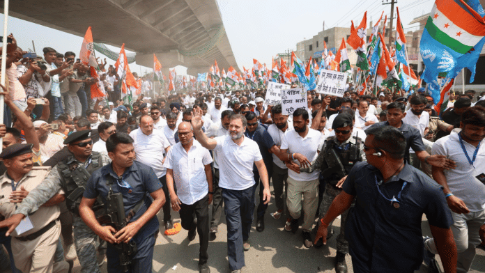 Congress leader Rahul Gandhi reaches out to his followers during his visit to Bihar's Begusarai in April | X/@RahulGandhi