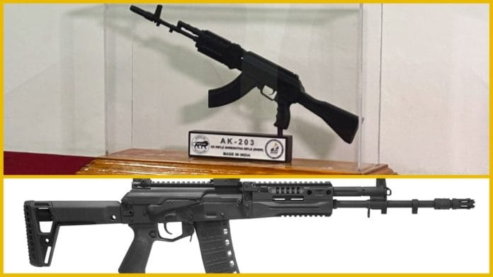 The AK-203 (top) and AK-19 | Photo: Anisha Nehra/ThePrint & Commons