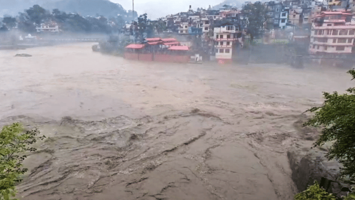 The confluence of the Beas and Suketi rivers flowing in spate after cloudburst, in Mandi district, 1 July, 2025 | PTI