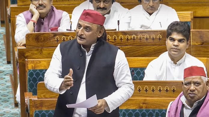 Samajwadi Party MP Akhilesh Yadav speaks during a debate in the Lok Sabha on the Pahalgam terror attack and Operation Sindoor, at the Monsoon session of Parliament, in New Delhi, Tuesday, 29 July 2025 | PTI