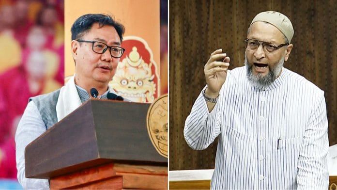 Kiren Rijiju (L) and Asaduddin Owaisi (R)