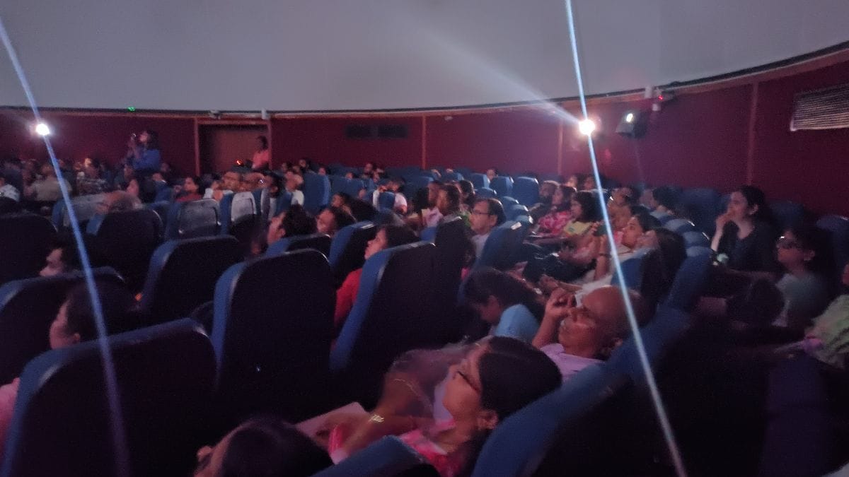 A crowd of people watched the Axiom-4 launch at the Nehru Planetarium, New Delhi | Akanksha Mishra, ThePrint