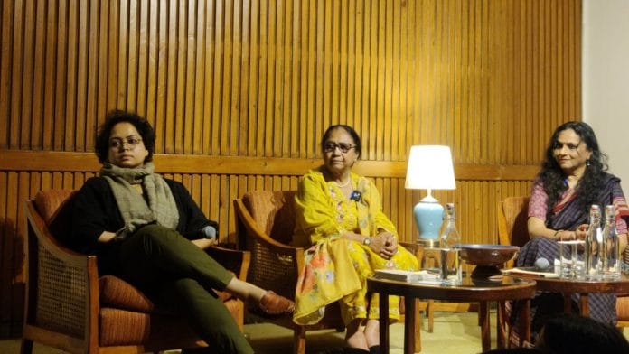 Deepa Bhasthi, Banu Mushtaq in conversation with the moderator of the event, Sujata Prasad | Sakshi Mehra, ThePrint