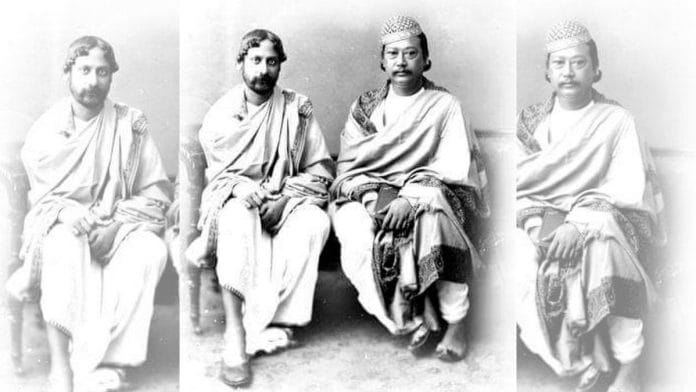 Rabindranath Tagore with the Maharaja Radha Kishore Manikya during a visit to Tripura in 1900