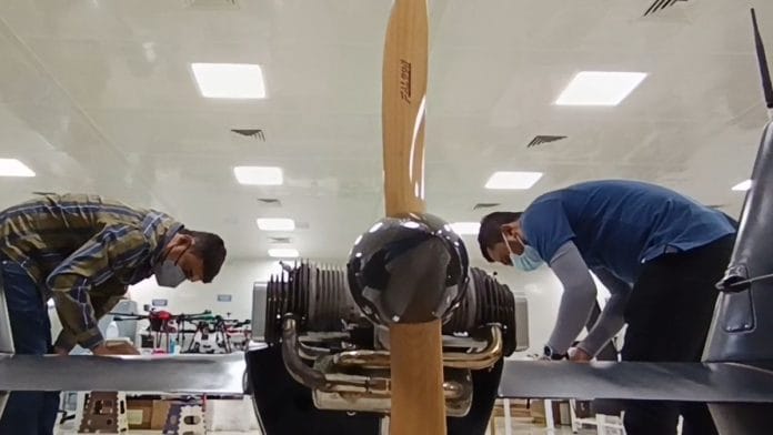 COMRADO Aerospace team assembling their vertical take-off and landing (VTOL) drone at ARTGarage