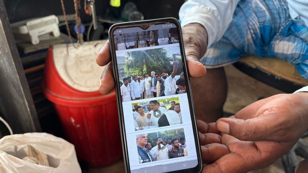A scrap dealer, Asad Ul showing photo/video of local leader’s support in the neighbourhood | Samridhi Tewari, ThePrint