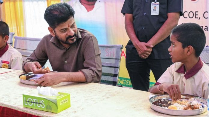 Telangana Chief Minister Revanth Reddy joins students for lunch during his visit to a Gurukul school | Representational image | ANI