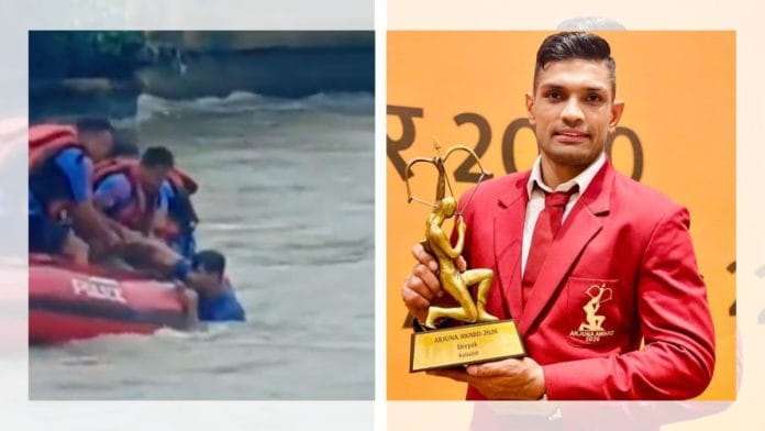 A screenshot from the video of the PAC rescue mission (left); Deepak Hooda | X