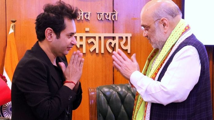 File photo of Union Home Minister Amit Shah and TIPRA Motha founder Pradyot Debbarma | ANI