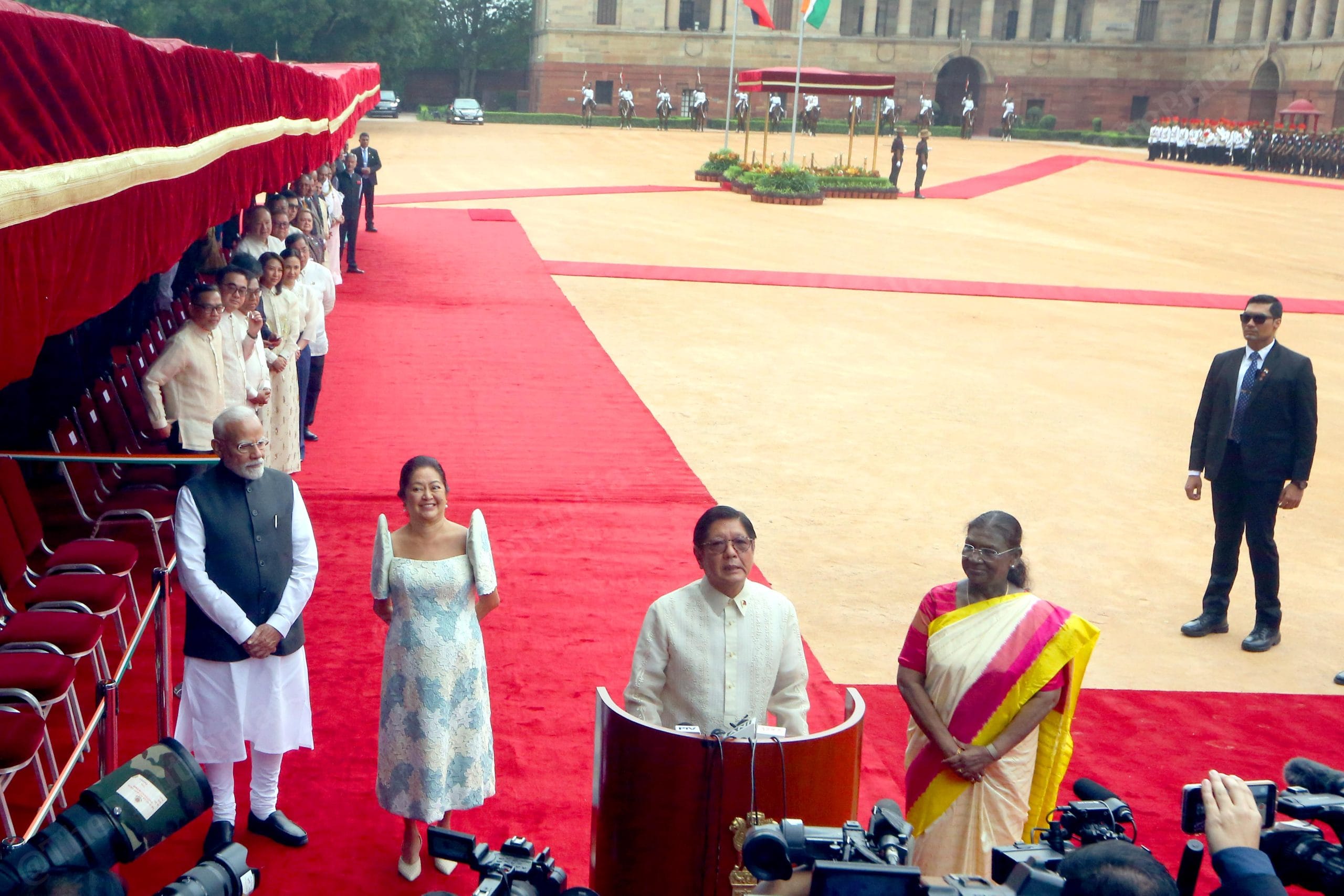 Ferdinand Romualdez Marcos Jr., President of the Republic of Philippines addresses media after the ceremonial reception | Praveen Jain | ThePrint