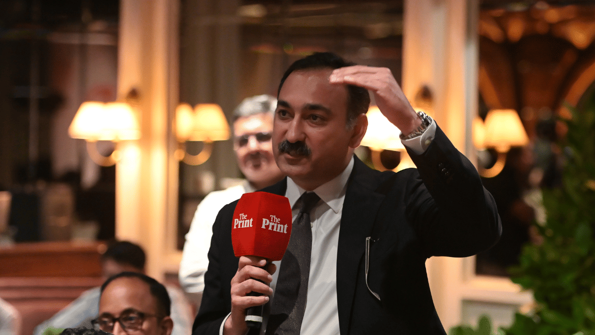 CARE Hospitals Group Managing Director Varun Khanna asking a question to the chief minister during the Off The Cuff session | ThePrint 