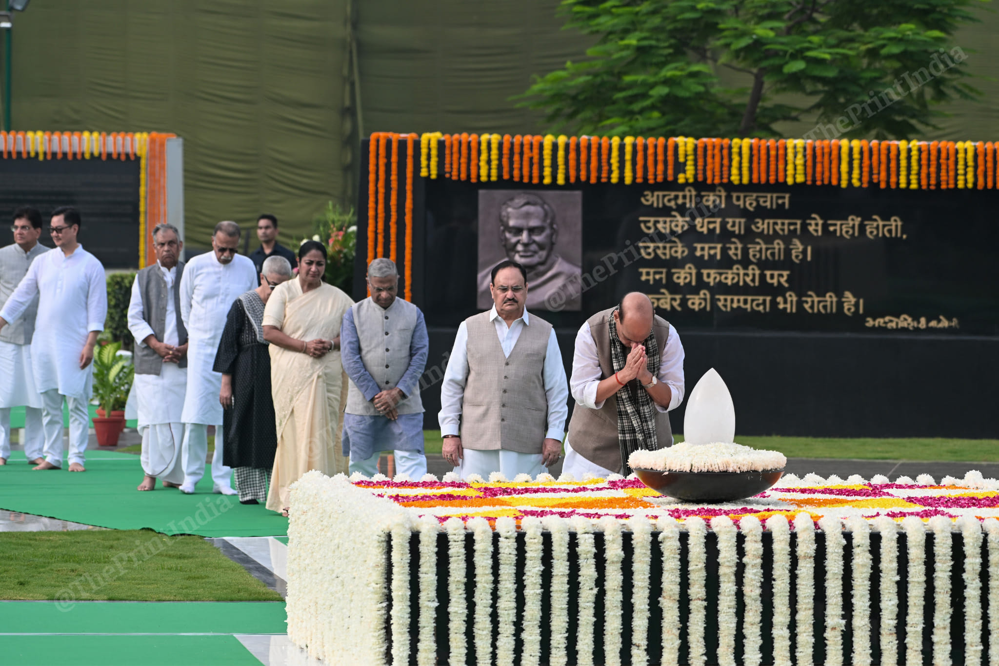 Defence Minister Rajnath Singh, BJP National President and other senior leaders pay homage to Vajpayee | Suraj Singh Bisht | ThePrint