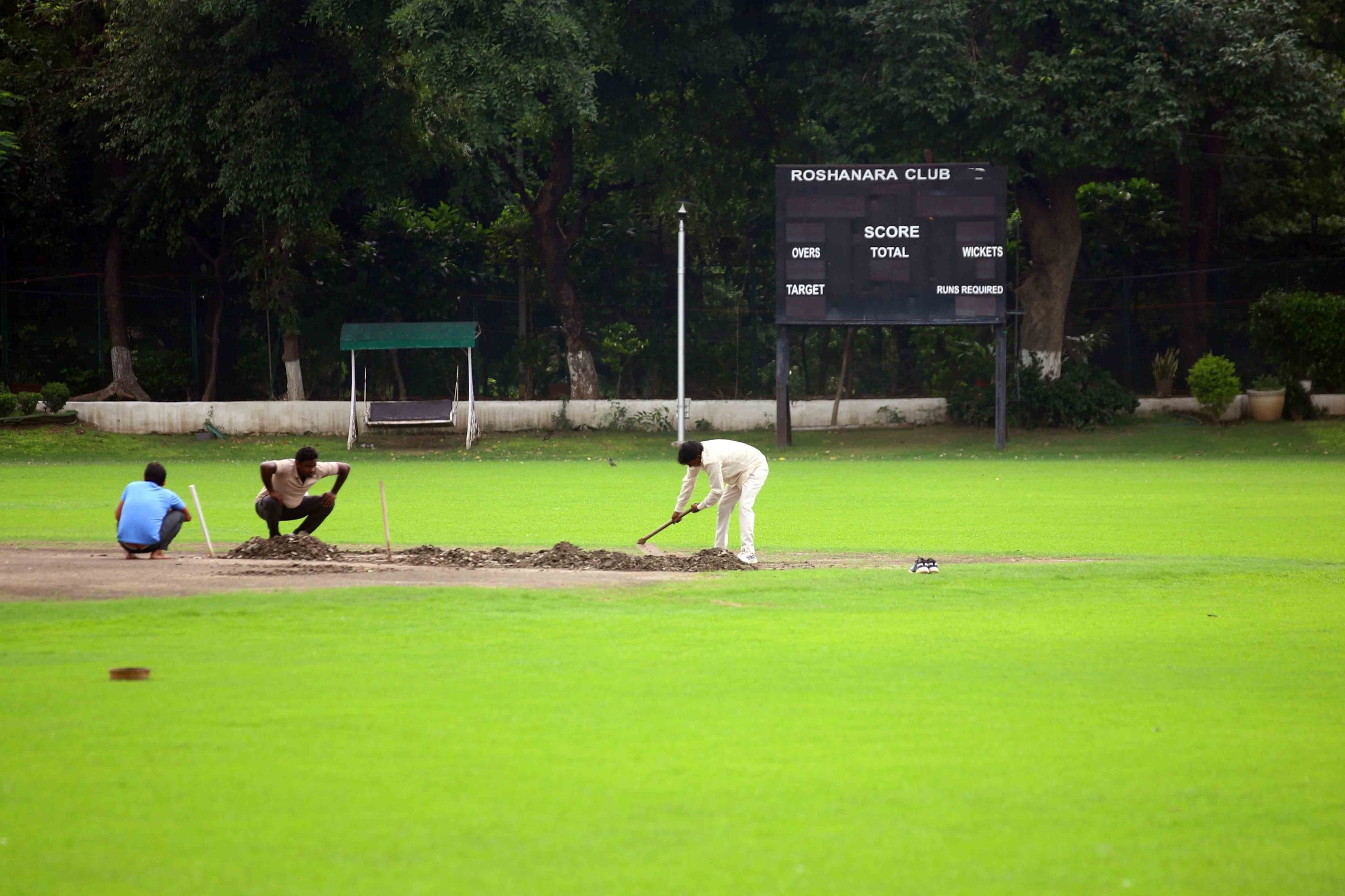 The pitch being prepared for upcoming matches | Photo: Manish Mondal | ThePrint