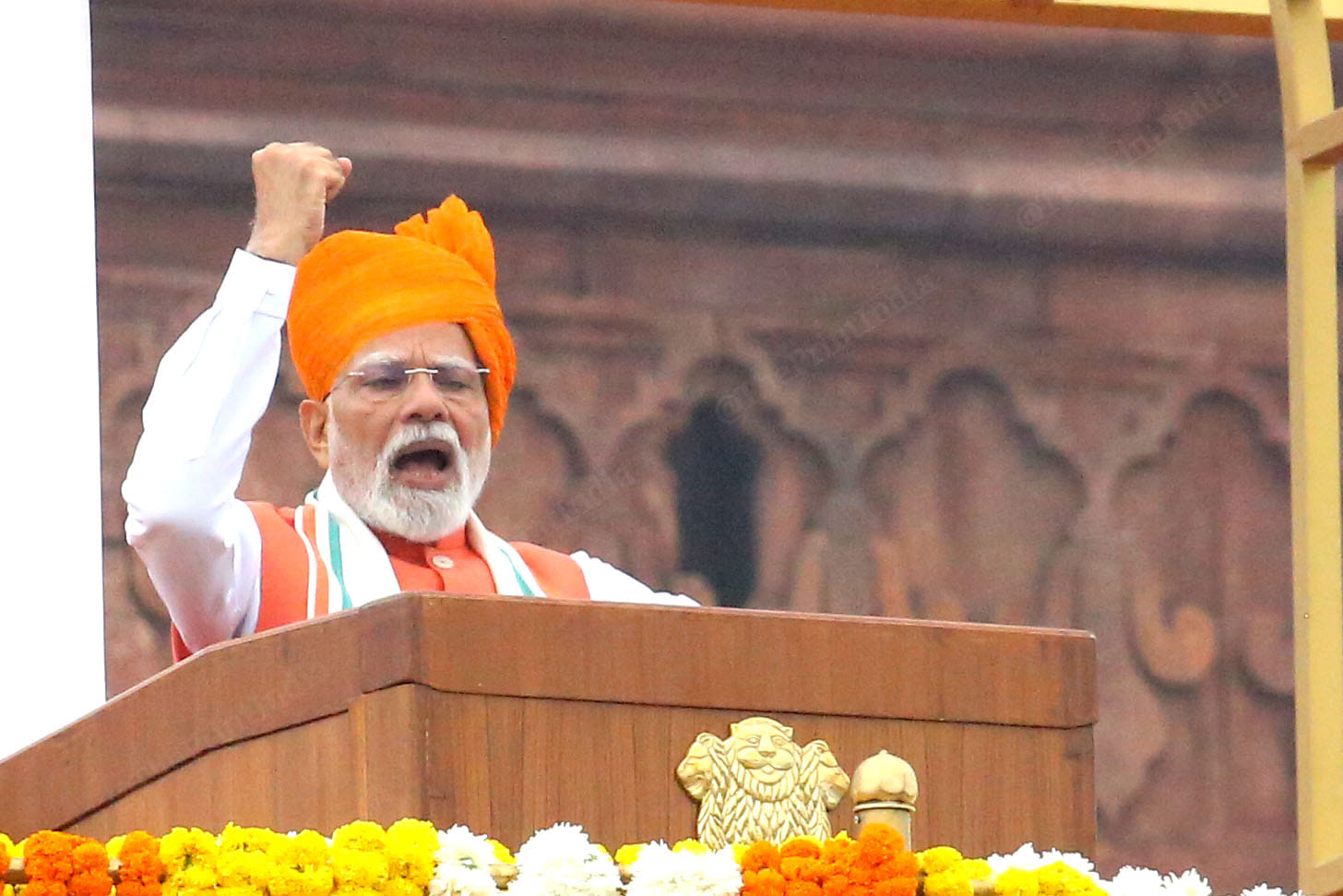 Modi raises his fists to make a point during his record-breaking 103-minute Independence Day address | Praveen Jain | ThePrint