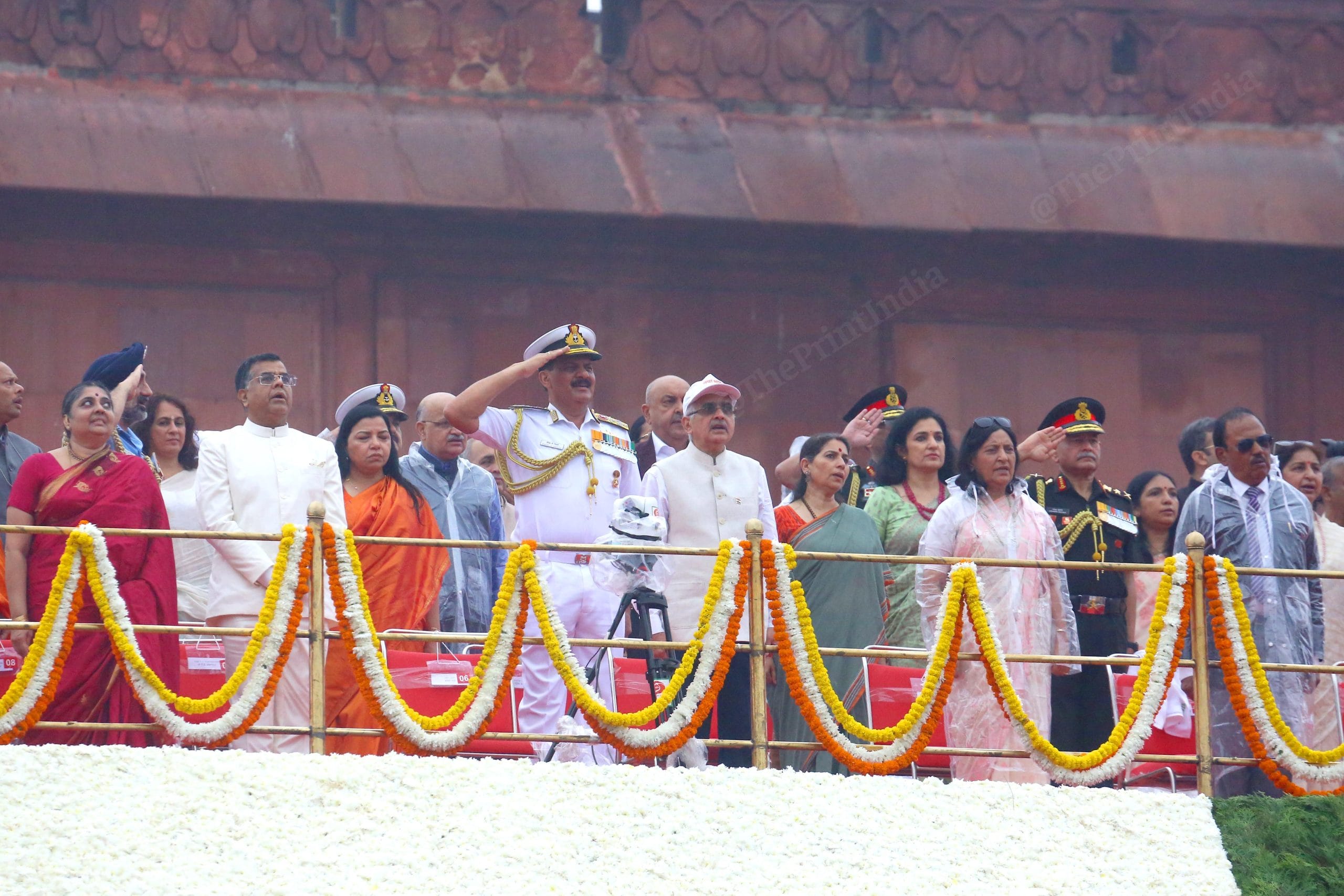 Air Chief Marshal Amar Preet Singh, CDS Anil Chauhan, Army Chief Upendra Dwivedi and Navy Chief Admiral Dinesh K Tripathi at Red Fort | Praveen Jain | ThePrint
