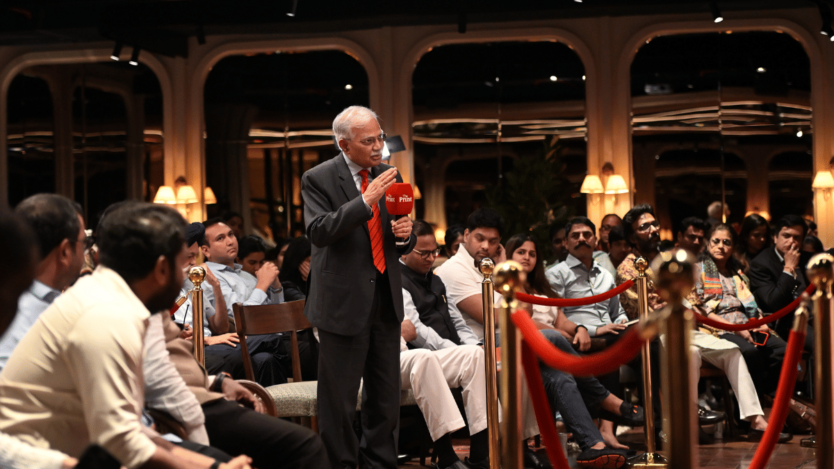 Former chairman and MD of Canara Bank M.B.N. Rao asking a question during the session | ThePrint