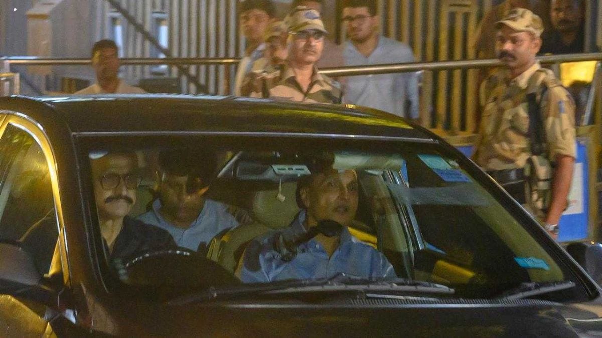 Reliance Group chairman Anil Ambani leaving the office of the Enforcement Directorate (ED) in New Delhi where he was questioned for several hours in connection with a money laundering case | Ankit Roy | ThePrint