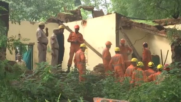 NDRF personnel at site of collapse near Humayun’s Tomb | ANI