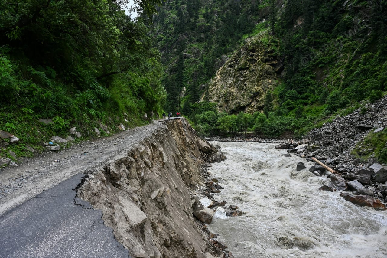 Uttarkashi-Gangotri road damaged after floods | Photo: Suraj Singh Bisht | The Print