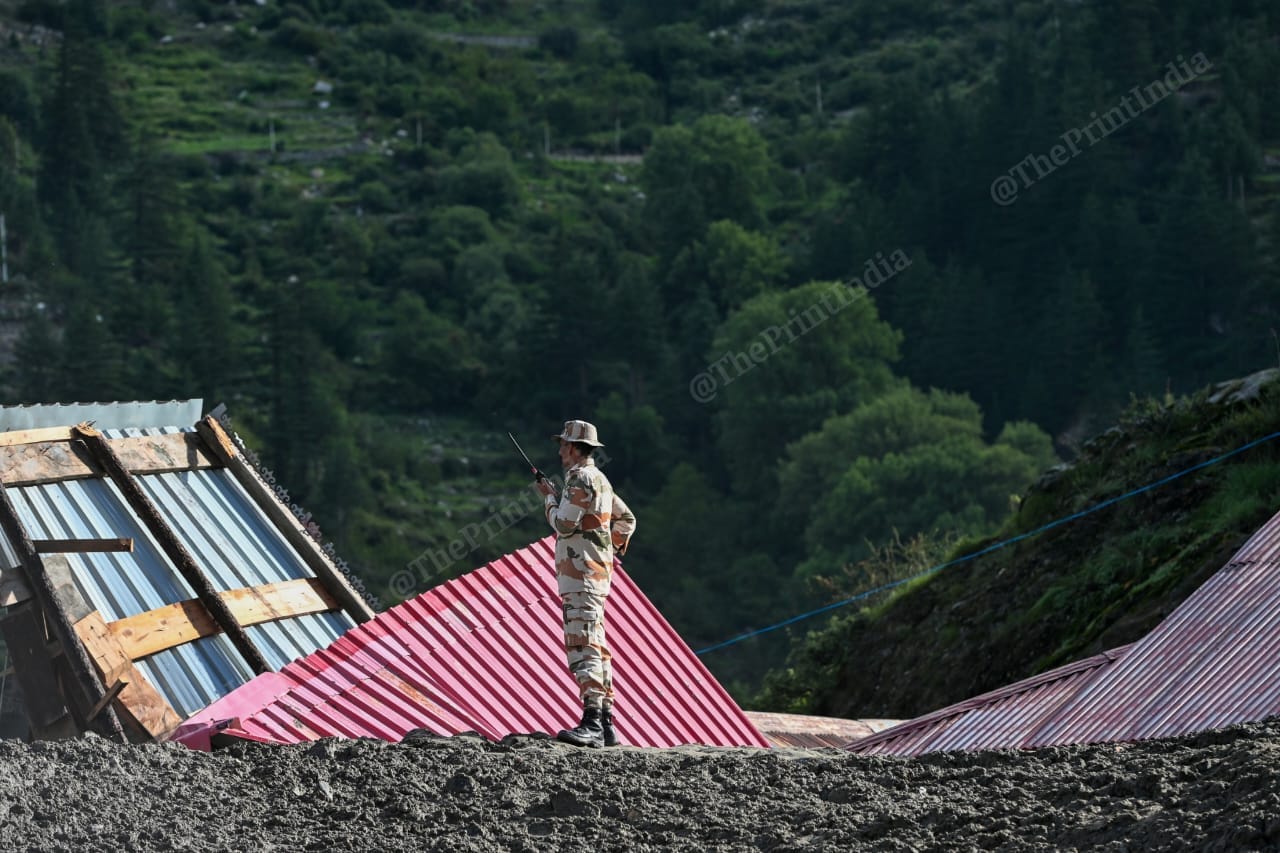 An ITBP jawan on duty in Dharali | Suraj Singh Bisht | ThePrint
