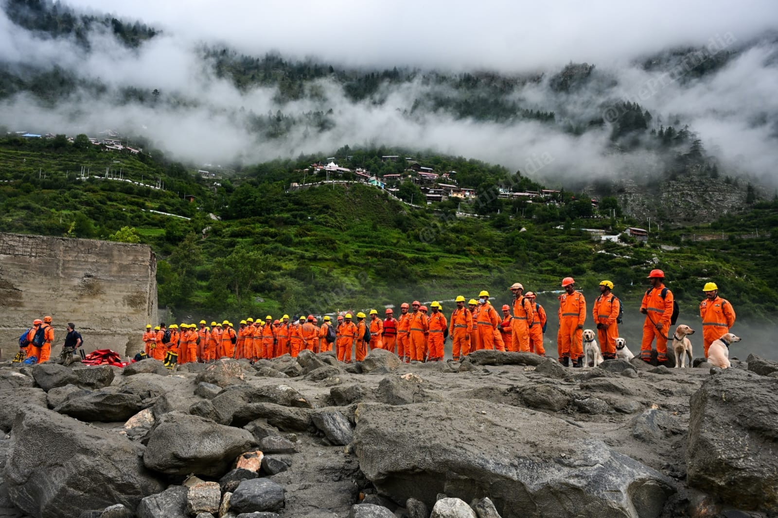 NDRF personnel during a briefing amid rescue operations | Suraj Singh Bisht | ThePrint