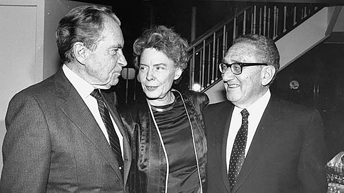 Richard Nixon with Henry Kissinger and diplomat Jeane Kirkpatrick | flickr @Levan Ramishvili