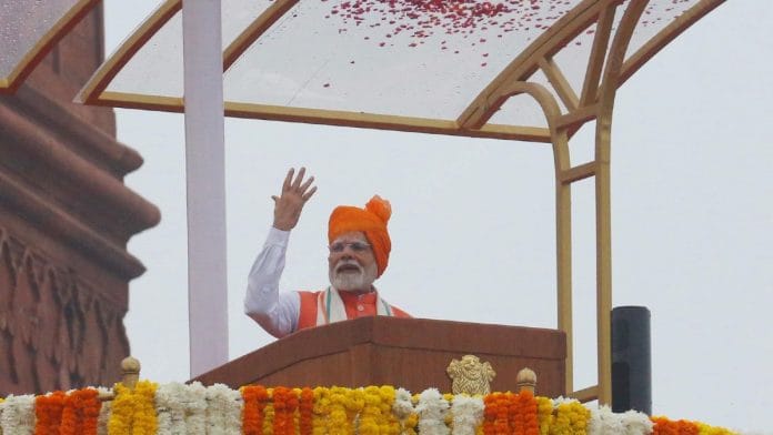 PM Narendra Modi addressing the nation from Red Fort on Independence Day for 12th consecutive year | Praveen Jain | ThePrint