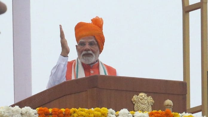 PM Narendra Modi addressing the nation from Red Fort on Independence Day for 12th consecutive year | Praveen Jain | ThePrint