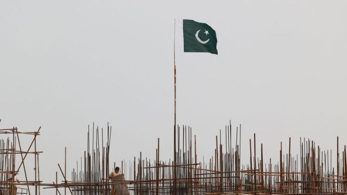 Pakistan flag and construction