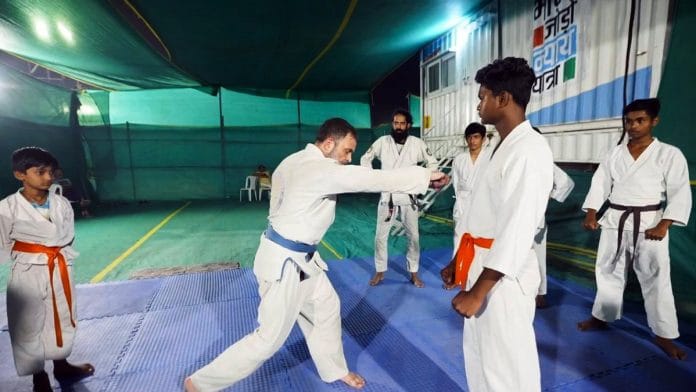File photo of Congress leader Rahul Gandhi practicing Jiu-Jitsu | ANI