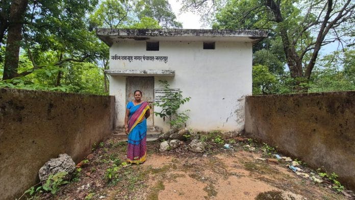 Dalit sanitation worker outside the morgue in the jungles of Narharpur, Chhattisgarh. She has conducted over 1,200 postmortems here in the past 20 years.
