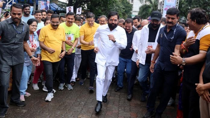 Maharashtra Dy CM Eknath Shinde at ‘Thane Varsha Marathon - 2025’ | ANI