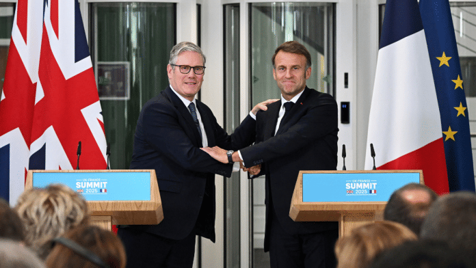 File photo of Keir Starmer (L) and French President Emmanuel Macron | Reuters