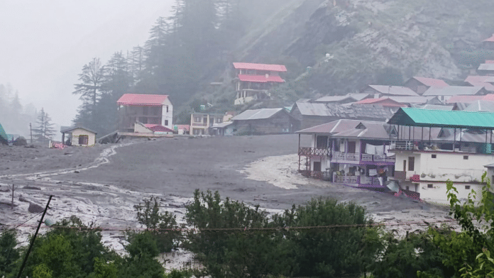 The scene after flash flood struck Dharali village of Uttarkashi in Uttarakhand. | ANI
