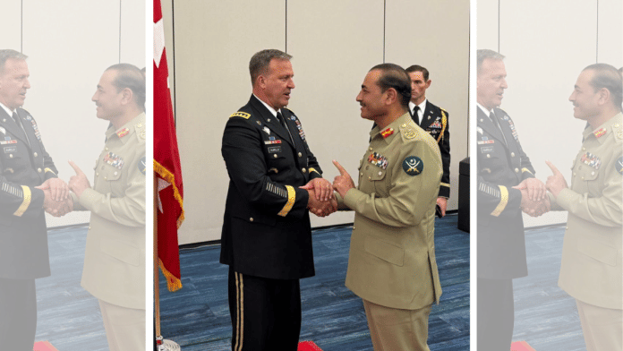 Pakistan army chief Asim Munir (right) with outgoing US CENTCOM commander Gen. Michael Erik Kurilla | X/@vtchakarova