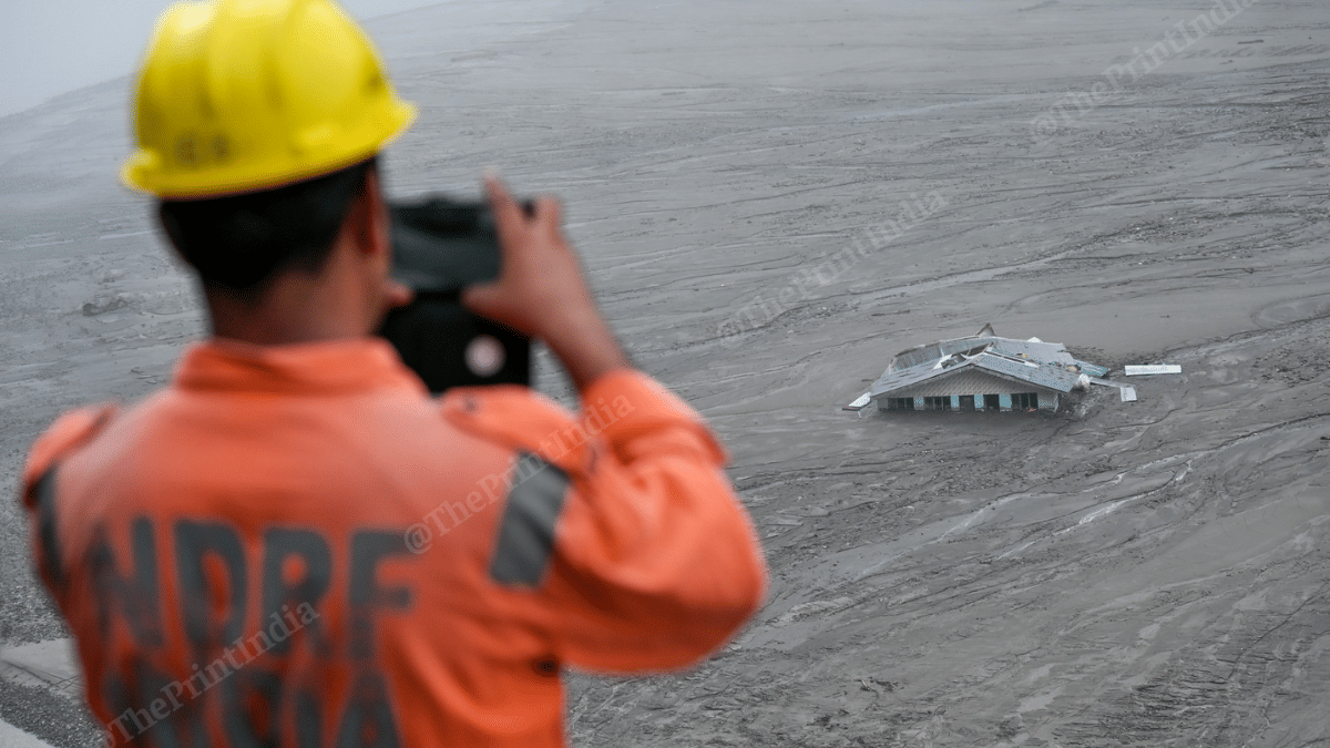A thick blanket of debris has either washed away whatever stood in its way or buried the remaining under its weight at disaster-hit Dharali | Suraj Singh Bisht | ThePrint