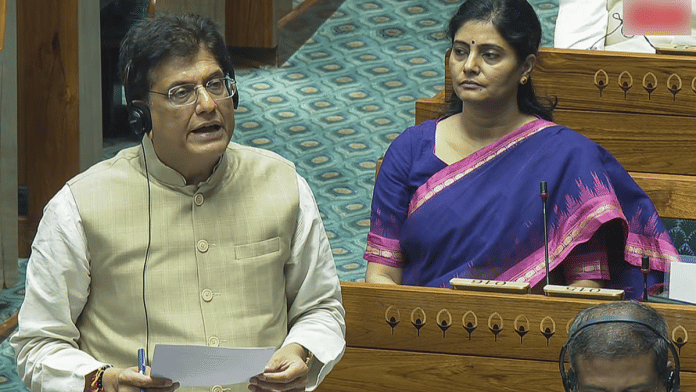 Union Minister Piyush Goyal presented the Bill in the Lok Sabha on Monday | Sansad TV/ANI