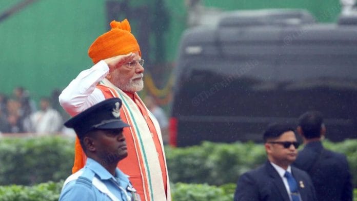 Prime Minister Narendra Modi at Red Fort Friday | Praveen Jain | ThePrint