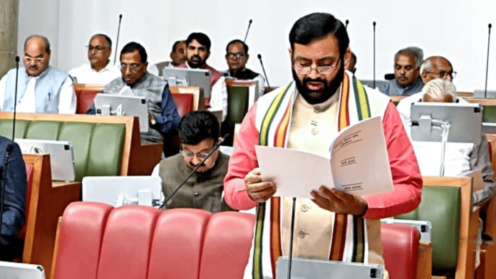 File photo of CM Nayab Singh Saini speaking in Haryana Vidhan Sabha | ANI