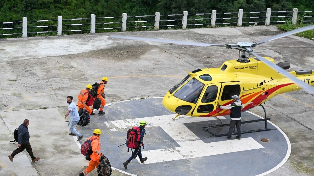 Constant stream of helicopters at Bhatwari helipad | Suraj Singh Bisht | ThePrint